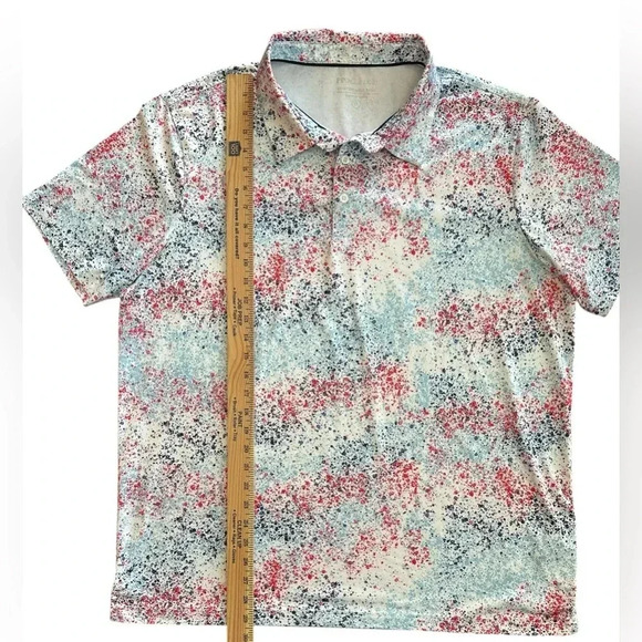 PPOLAFLON Golf Polo Shirt Size XL Red White Blue Printed Activewear Casual - Picture 8 of 8